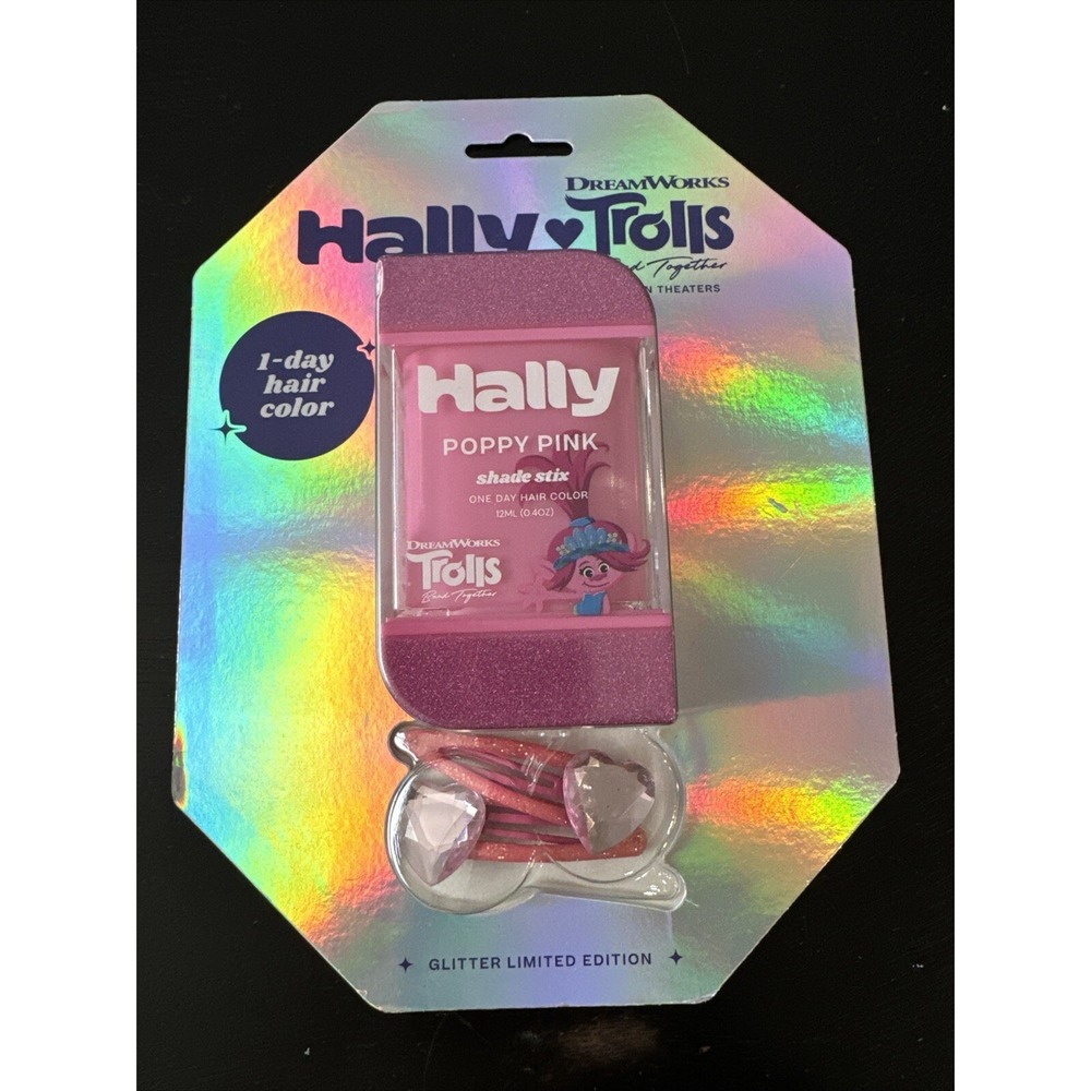 Trolls Pink Glitter 1-Day Temporary Hair Color Stick‎ Halloween Kids Clips